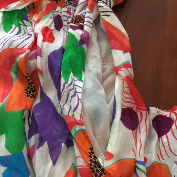 Oliphant ruffle neck maxi dress in papaya floral print M - Picture 13 of 13